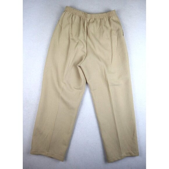 VINTAGE WOMEN'S BEIGE RIBBED ELASTIC WAIST CROPPED PULL-ON PANTS - SIZE S/M - Picture 6 of 6